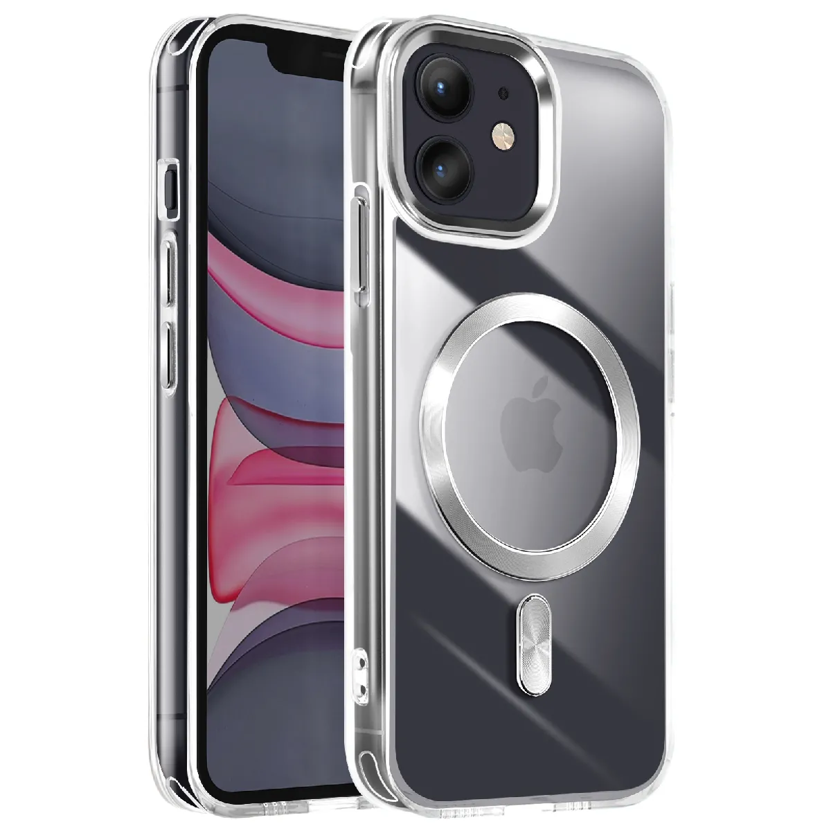 Avizar Argent Coque Magsafe Pour Iphone 11 Dos Cristal Color