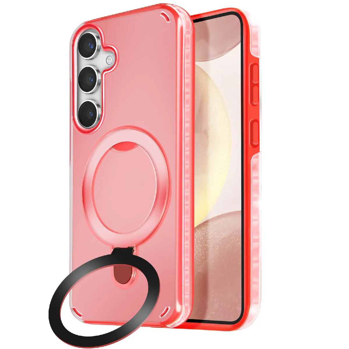 Avizar Rouge Coque Magsafe Pour Samsung S24 Et S25 Antichoc Avec Support Pliable