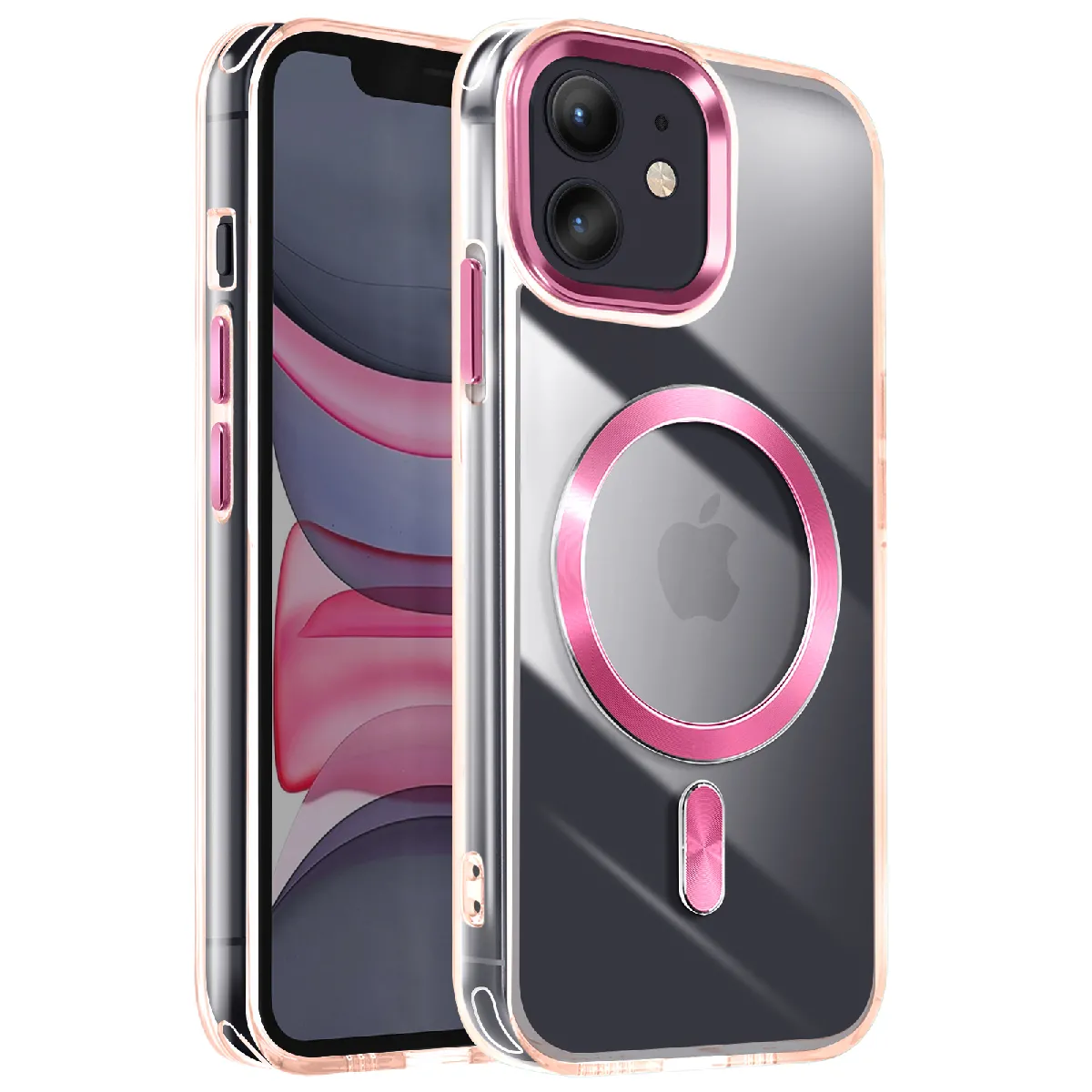 Avizar Rose Coque Magsafe Pour Iphone 11 Dos Cristal Color Champagne