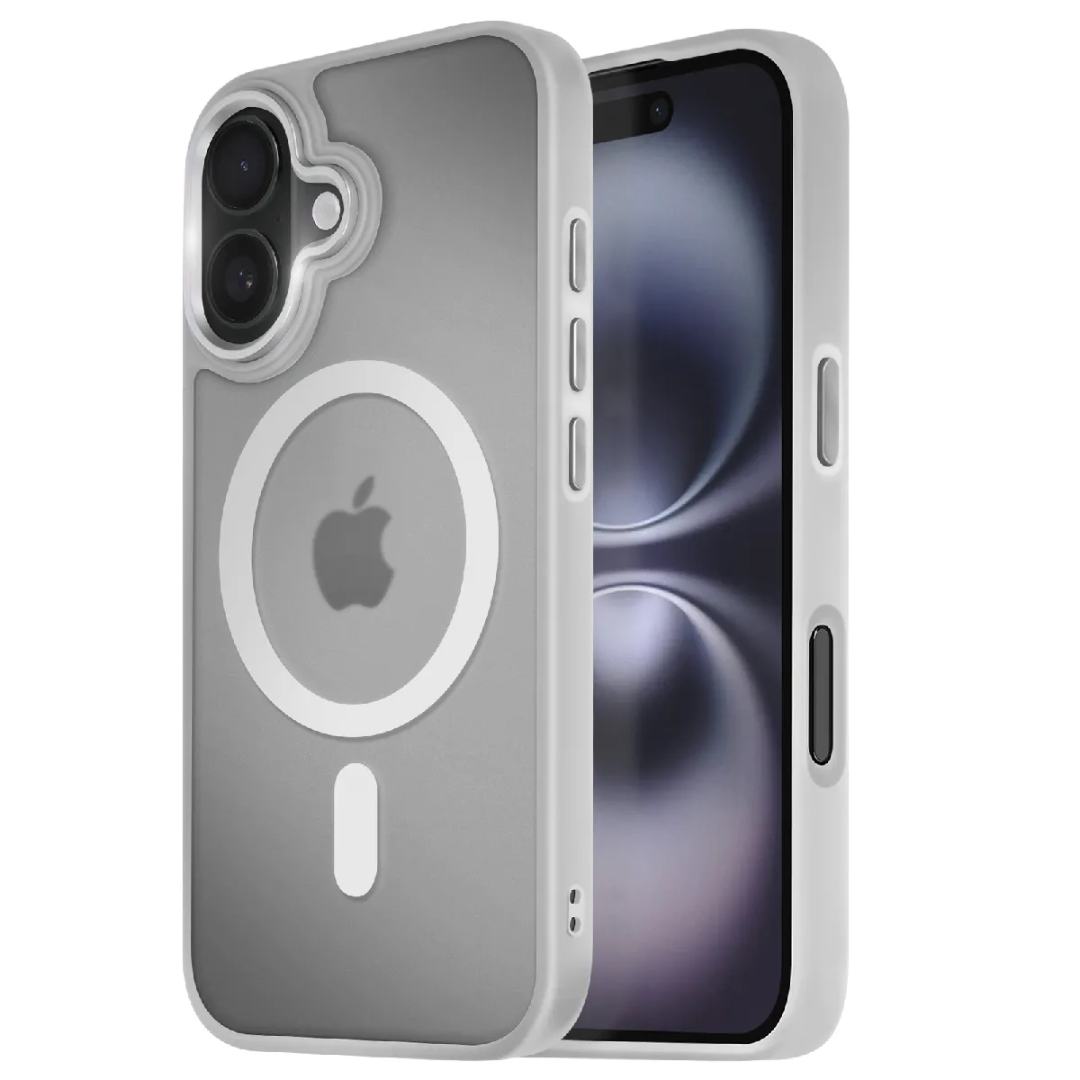 Avizar Gris Coque Magsafe Pour Iphone 16 Dos Mat Givré Contour