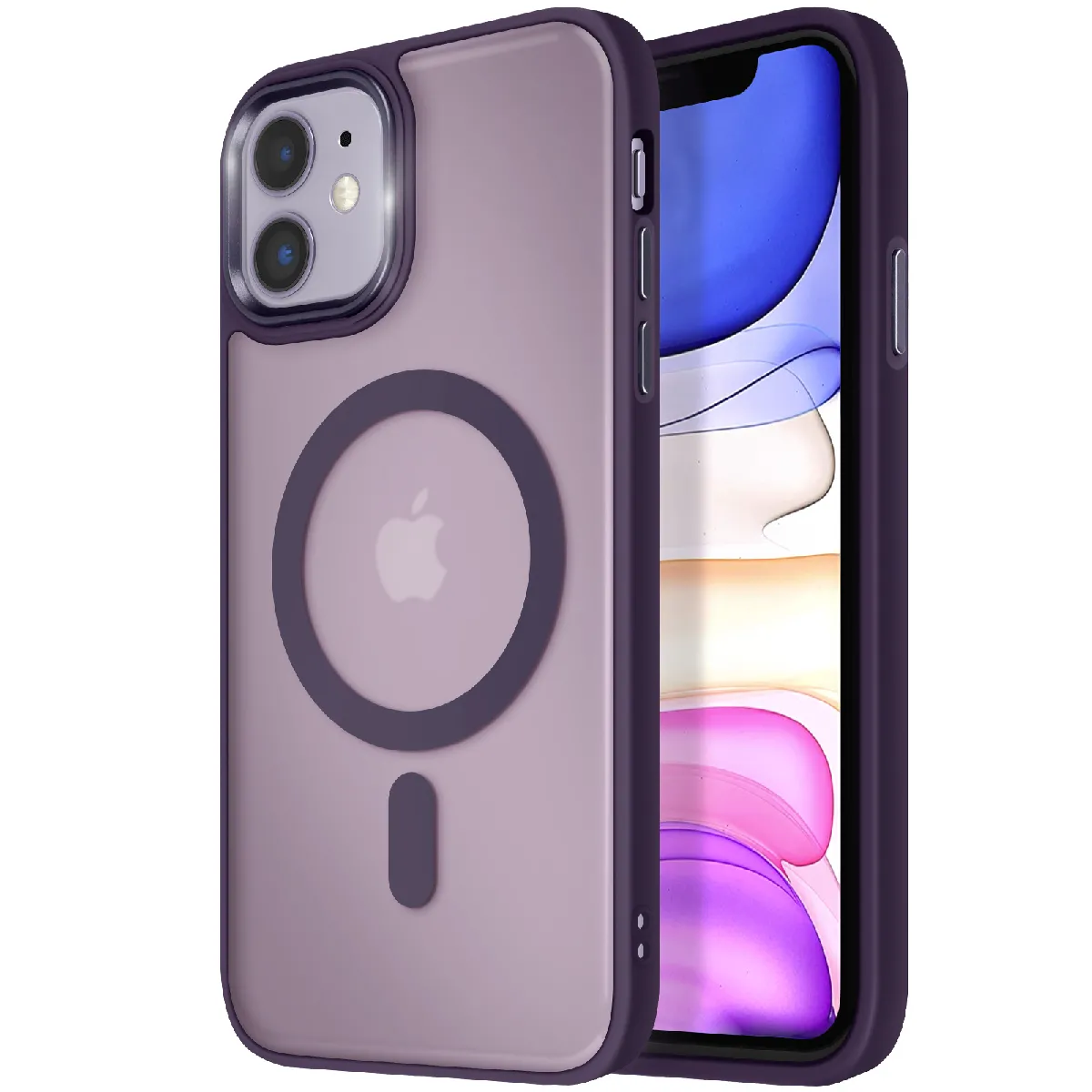 Avizar Violet Coque Magsafe Pour Iphone 11 Dos Mat Givré Contour