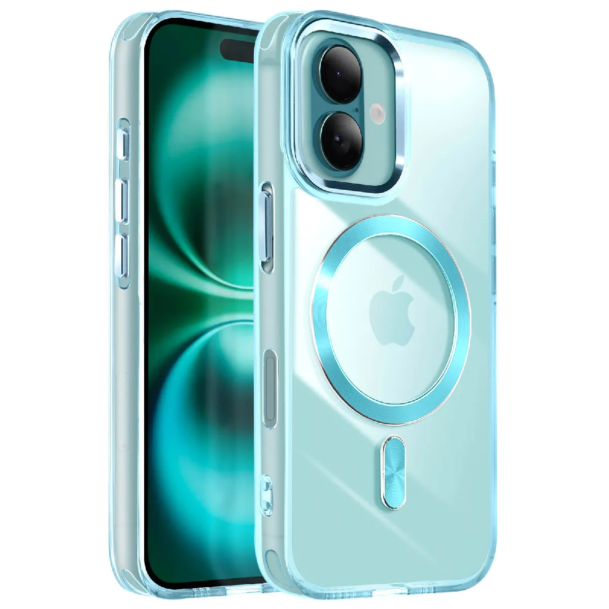 Avizar Bleu Coque Magsafe Pour Iphone 16 Plus Dos Cristal Color