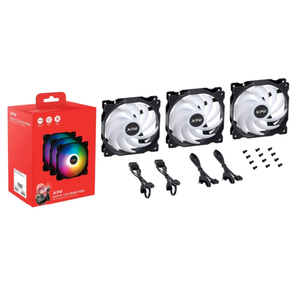 Ventilateur supplémentaire XPG VENTO 120 ARGB PWM 120mm 1850RPM pack 3 ARGB - Image 5