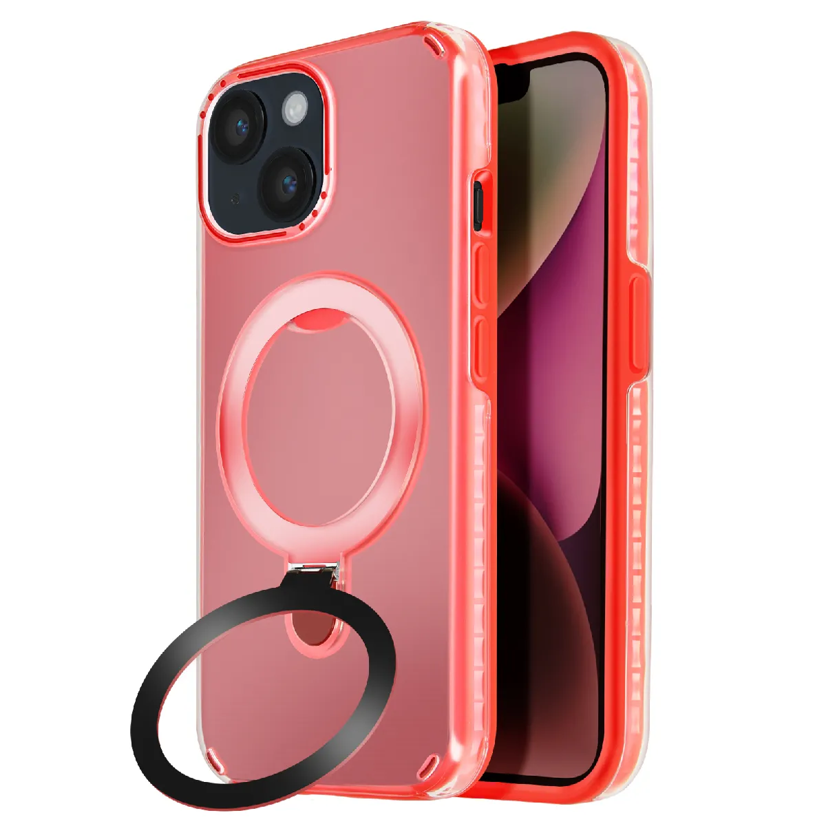 Avizar Rouge Coque Magsafe Pour Iphone 14 Et 13 Antichoc Avec Support Pliable