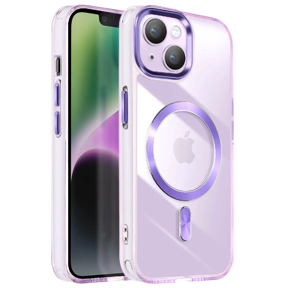Avizar Violet Coque Magsafe Pour Iphone 14 Et 13 Dos Cristal Color