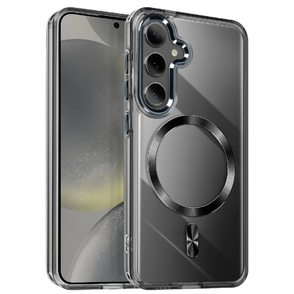 Avizar Noir Coque Magsafe Pour Samsung S24 Plus Et S25 Plus Dos Cristal Color