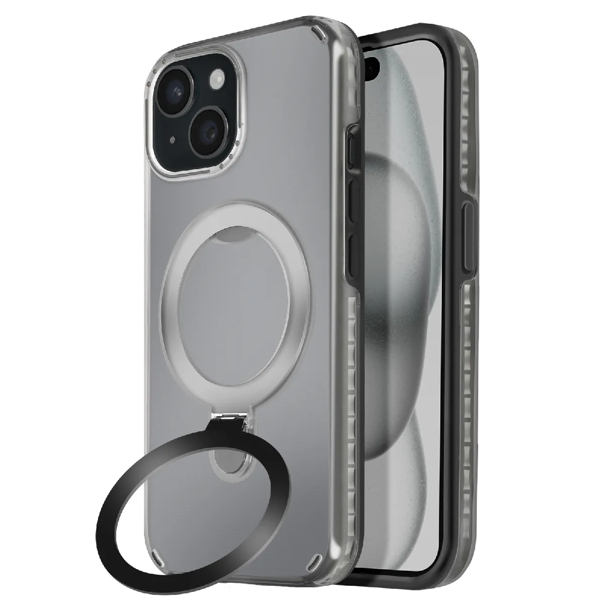 Avizar Noir Coque Magsafe Pour Iphone 15 Plus Et 14 Plus Antichoc Support Pliable