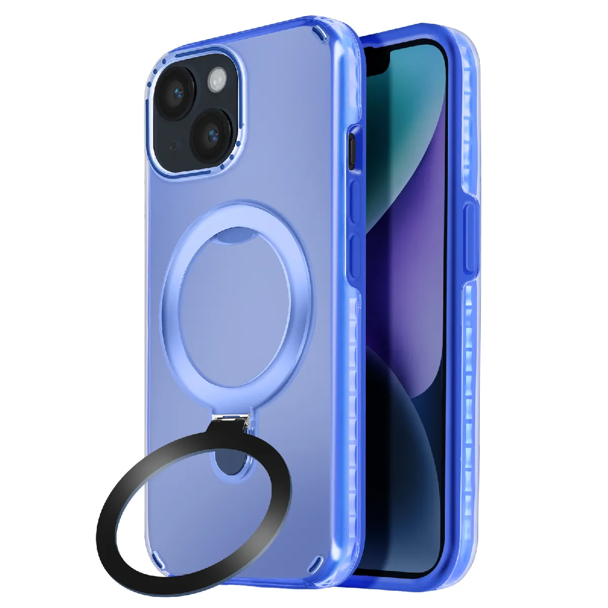 Avizar Bleu Coque Magsafe Pour Iphone 14 Et 13 Antichoc Avec Support Pliable