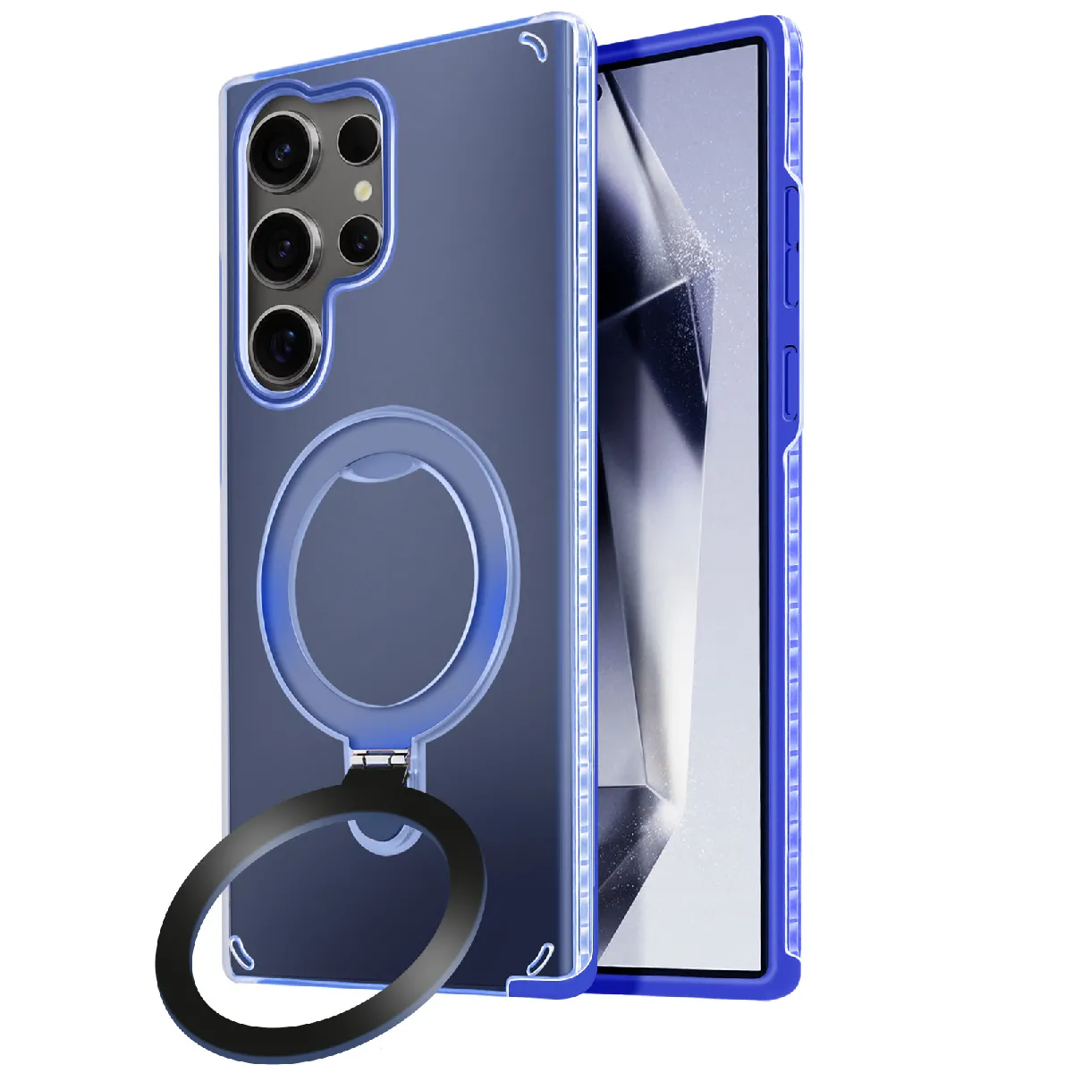 Avizar Bleu Coque Magsafe Pour Samsung Galaxy S24 Ultra Antichoc Support Pliable