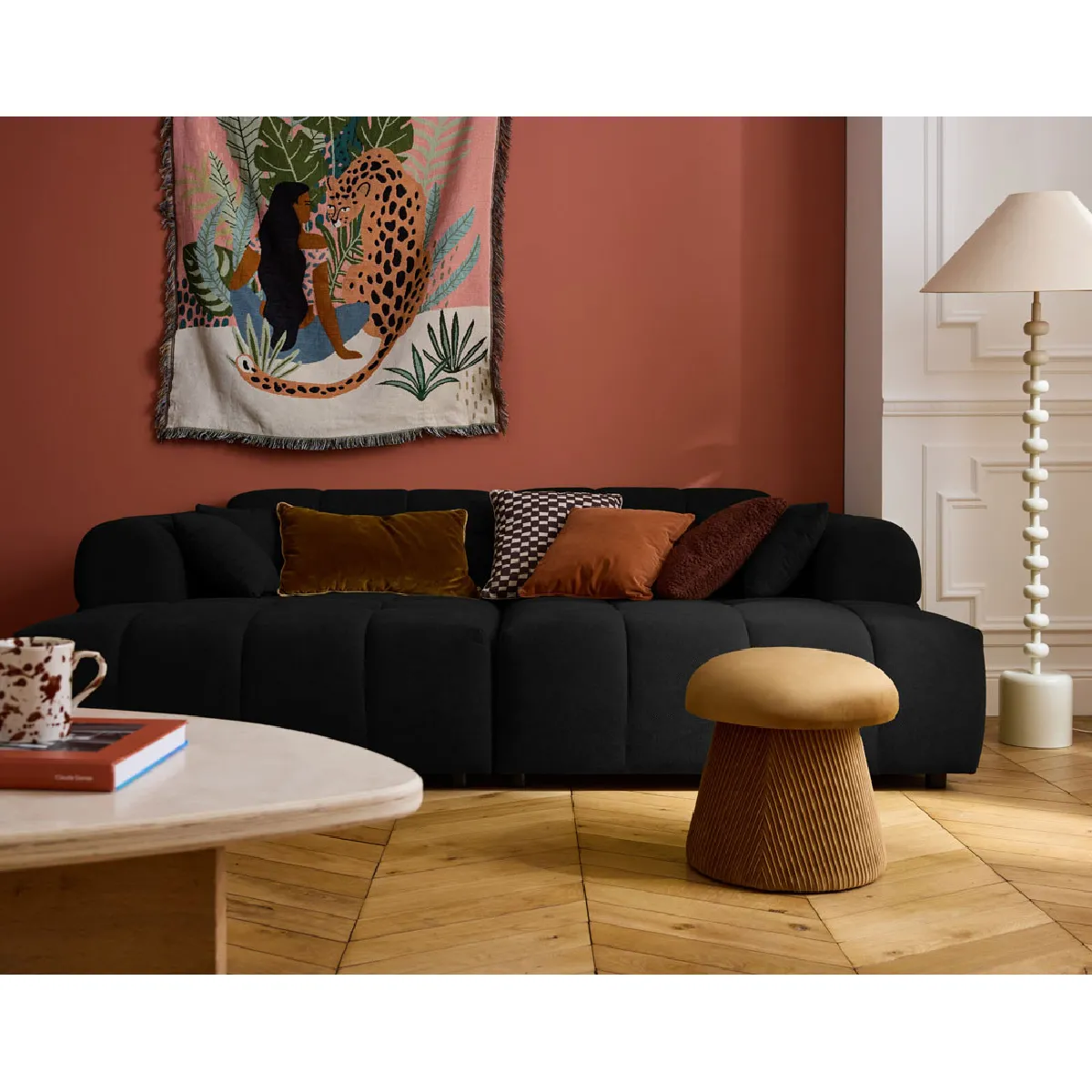 Lisa design canapé droit 4 places - Noir Lisa design canapé droit 4 places - Noir