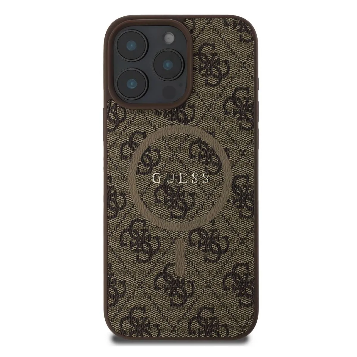 Guess Marron Coque De Protection Pour Iphone 16 Pro Magsafe Imprimé 4G