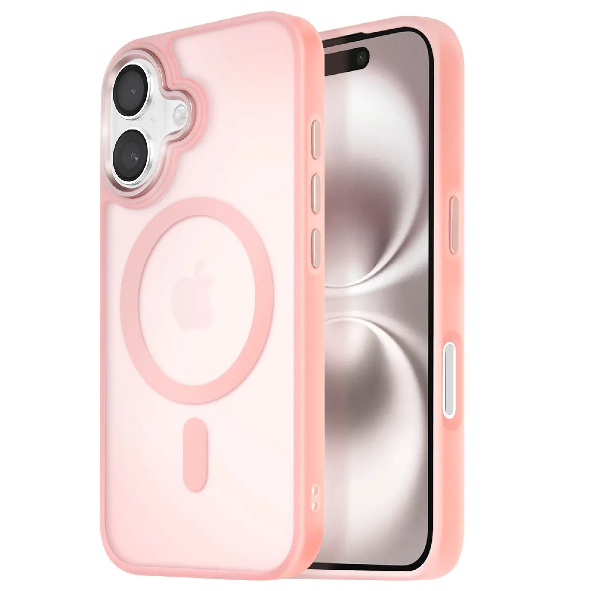 Avizar Rose Coque Magsafe Pour Iphone 16 Dos Mat Givré Contour