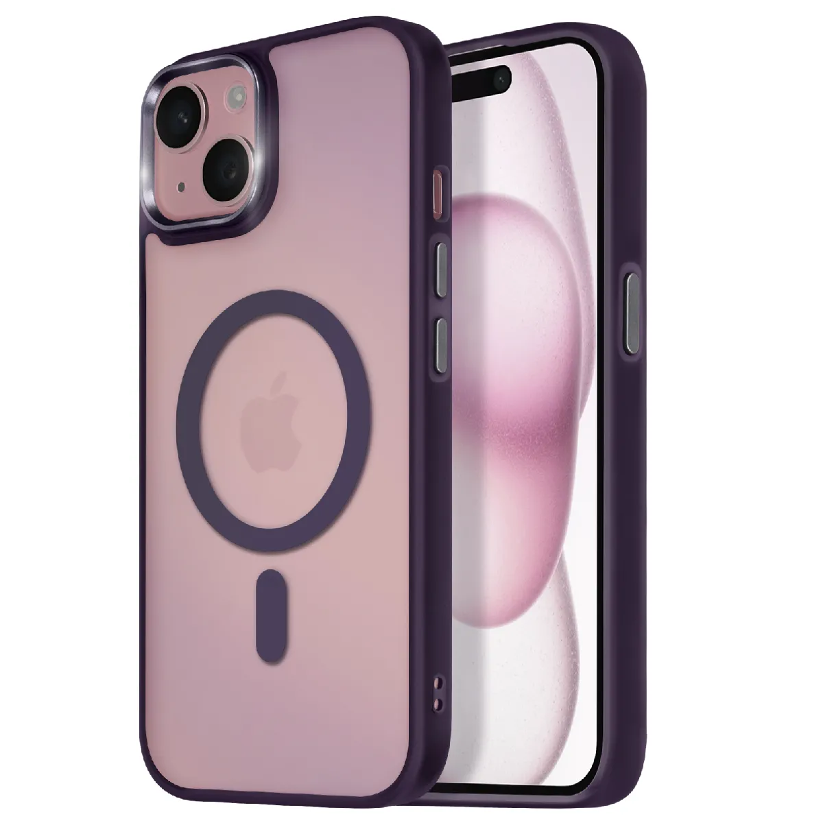 Avizar Violet Coque Magsafe Pour Iphone 15 Plus Et 14 Plus Dos Mat Givré Contour