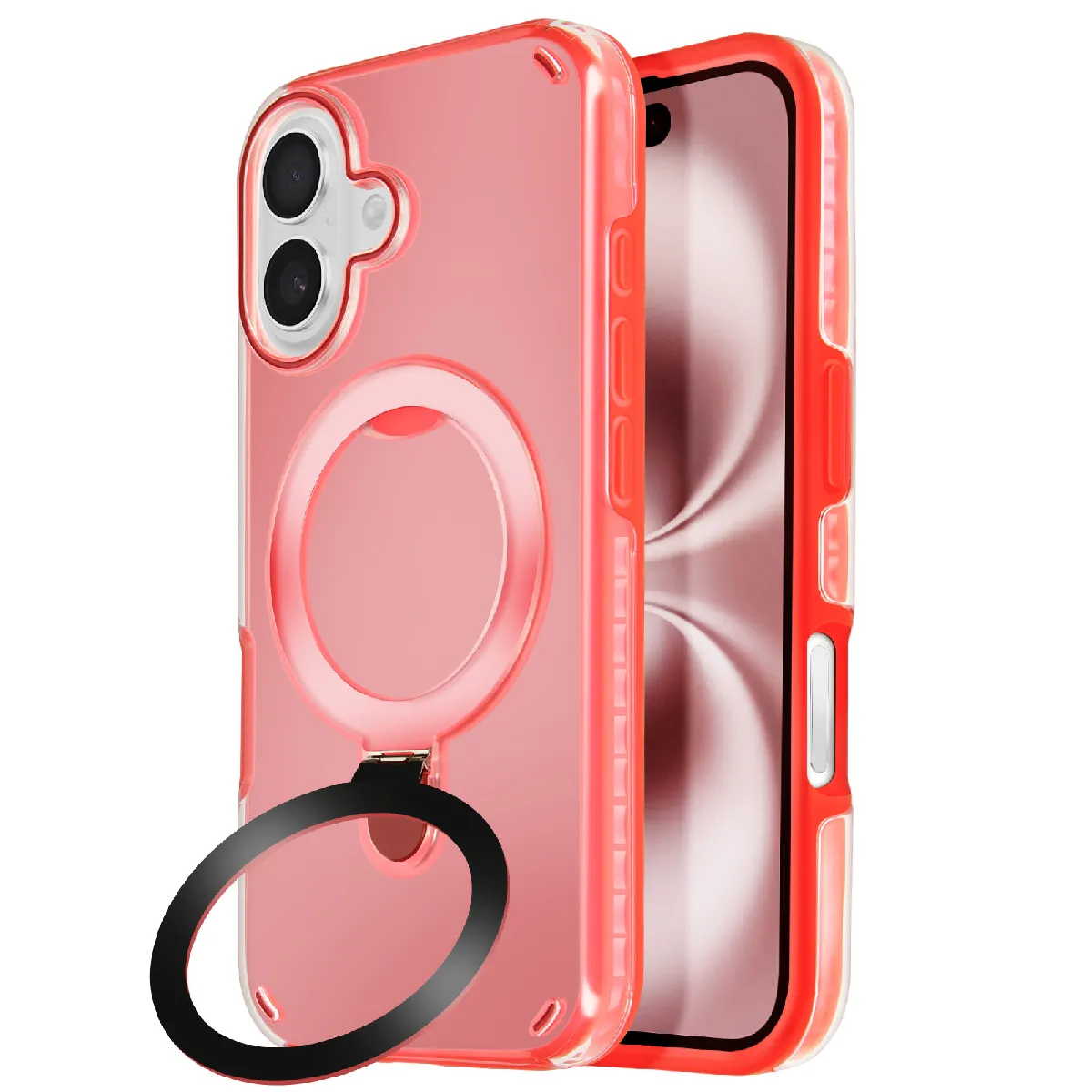 Avizar Rouge Coque Magsafe Pour Iphone 16 Plus Antichoc Avec Support Pliable