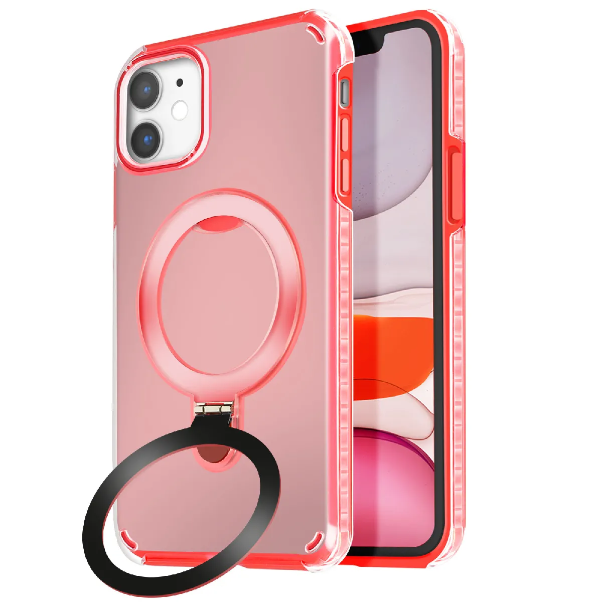 Avizar Rouge Coque Magsafe Pour Iphone 11 Antichoc Avec Support Pliable