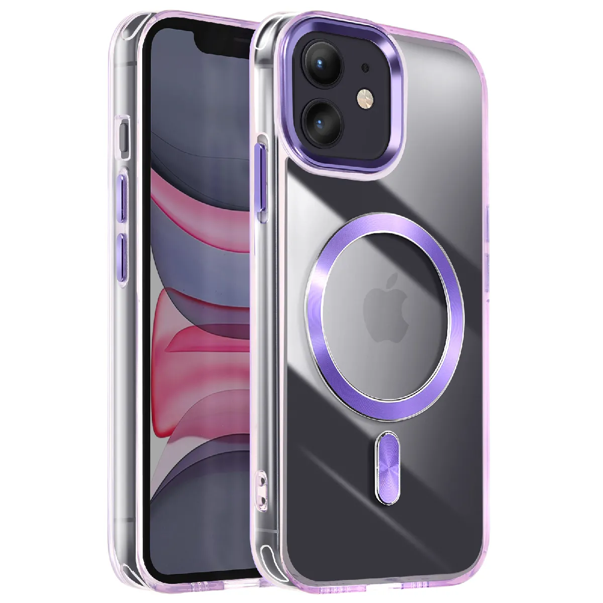 Avizar Violet Coque Magsafe Pour Iphone 11 Dos Cristal Color