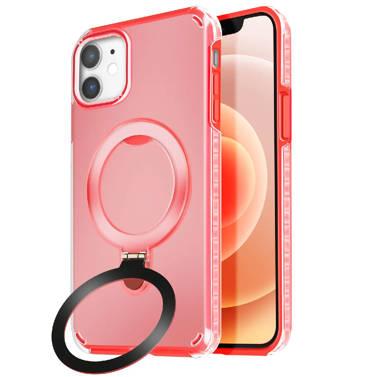 Avizar Rouge Coque Magsafe Pour Iphone 12 Pro Et 12 Antichoc Avec Support Pliable