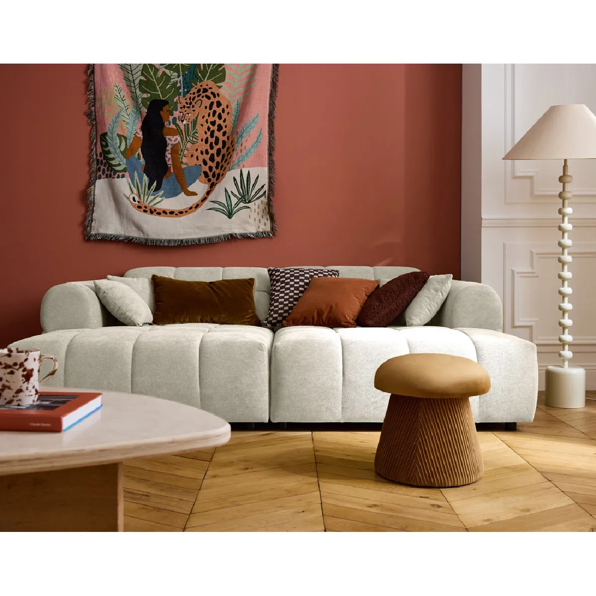 Lisa design Canapé droit 4 places - Beige Lisa design Canapé droit 4 places - Beige