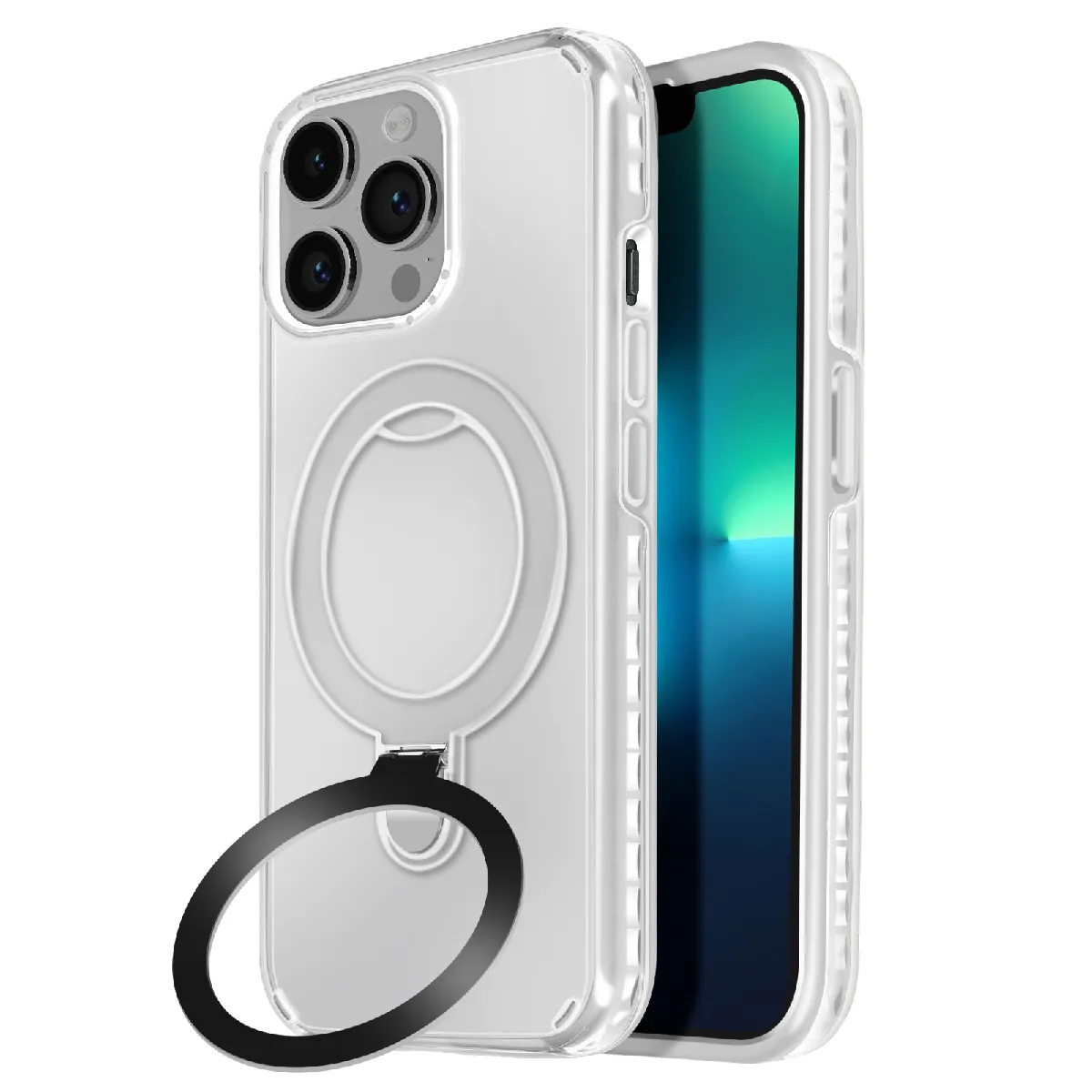 Avizar Blanc Coque Magsafe Pour Iphone 13 Pro Antichoc Avec Support Pliable