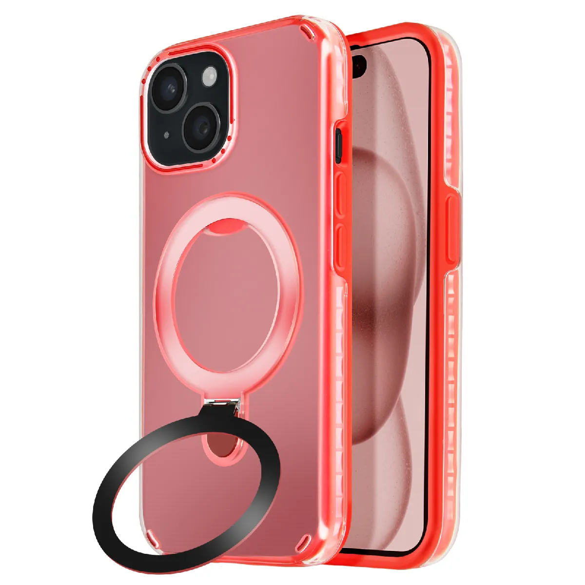 Avizar Rouge Coque Magsafe Pour Iphone 15 Antichoc Avec Support Pliable