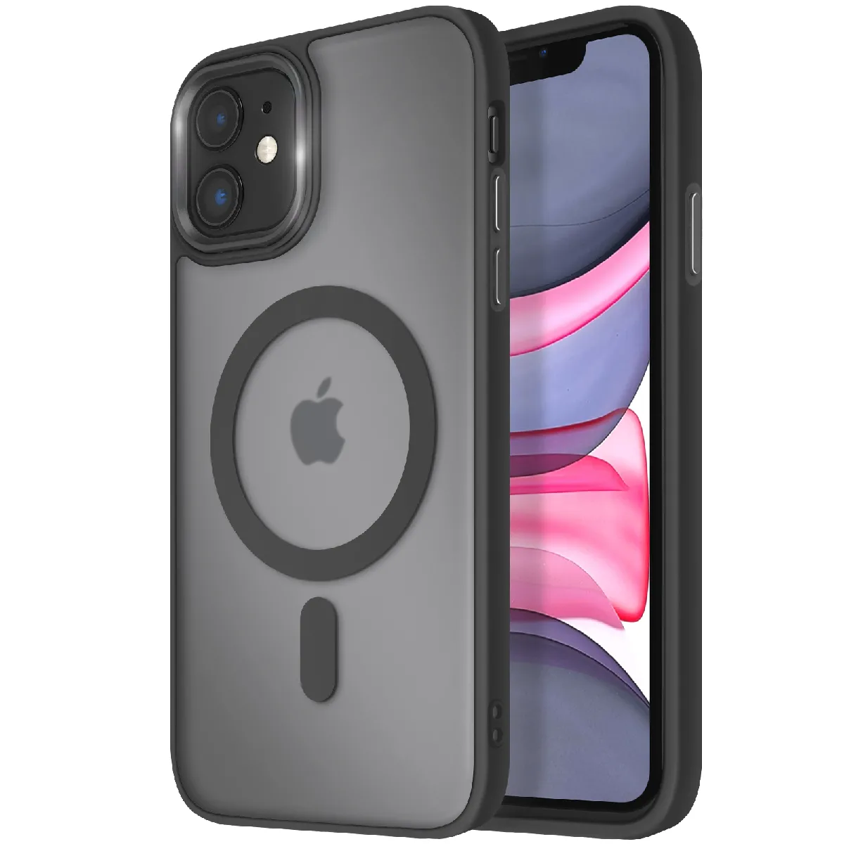 Avizar Noir Coque Magsafe Pour Iphone 11 Dos Mat Givré Contour
