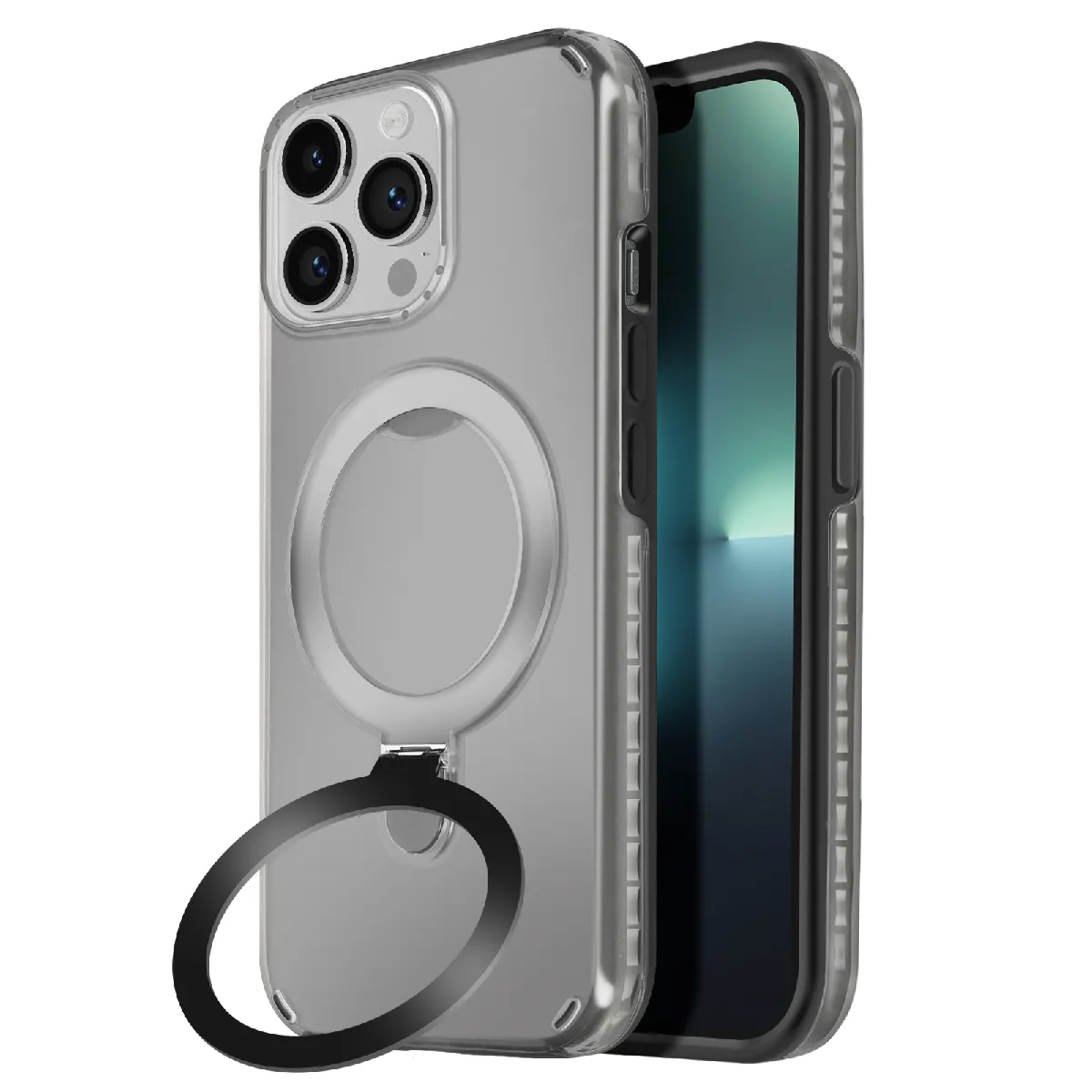 Avizar Noir Coque Magsafe Pour Iphone 13 Pro Antichoc Avec Support Pliable