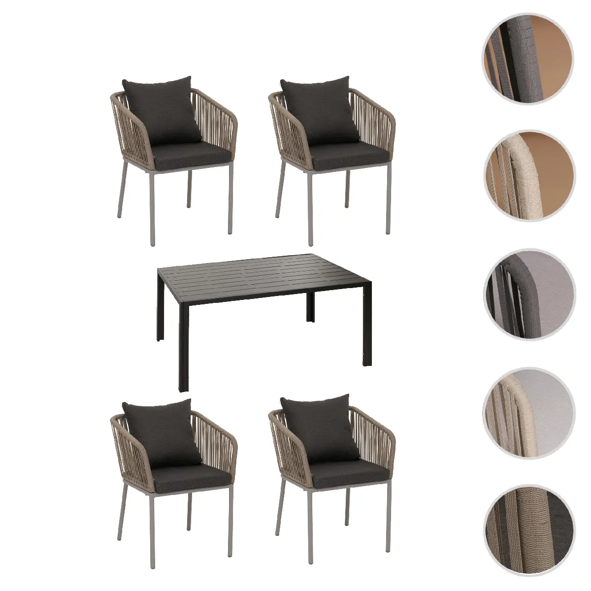 Mendler Gris Salon De Jardin 4 Places