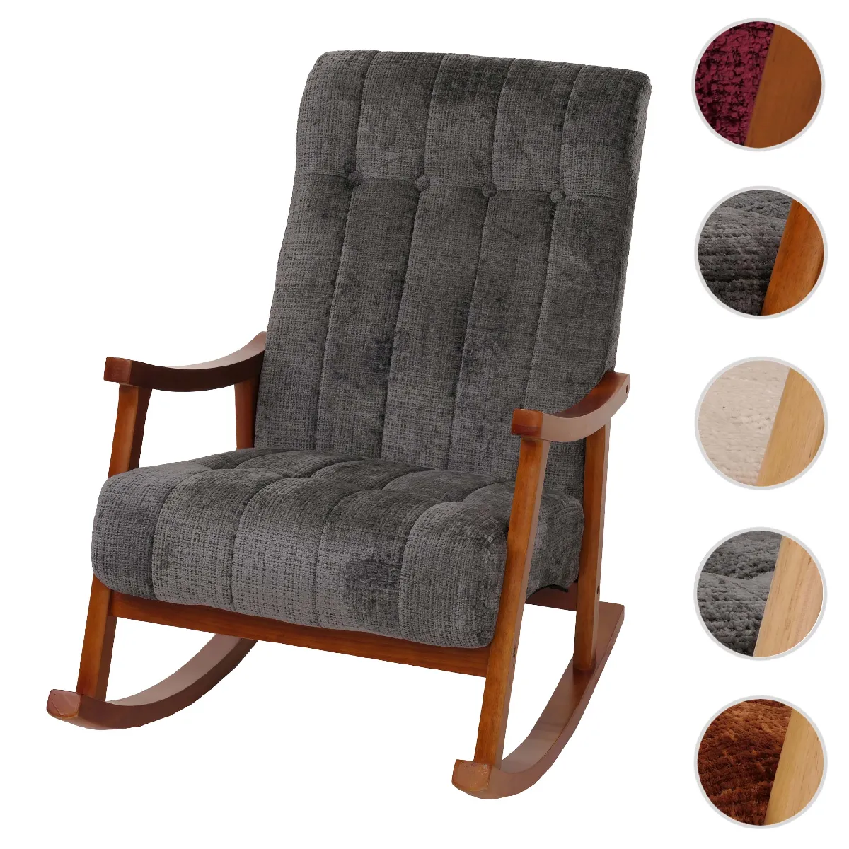 Mendler Fauteuil à bascule tissu - Gris foncé