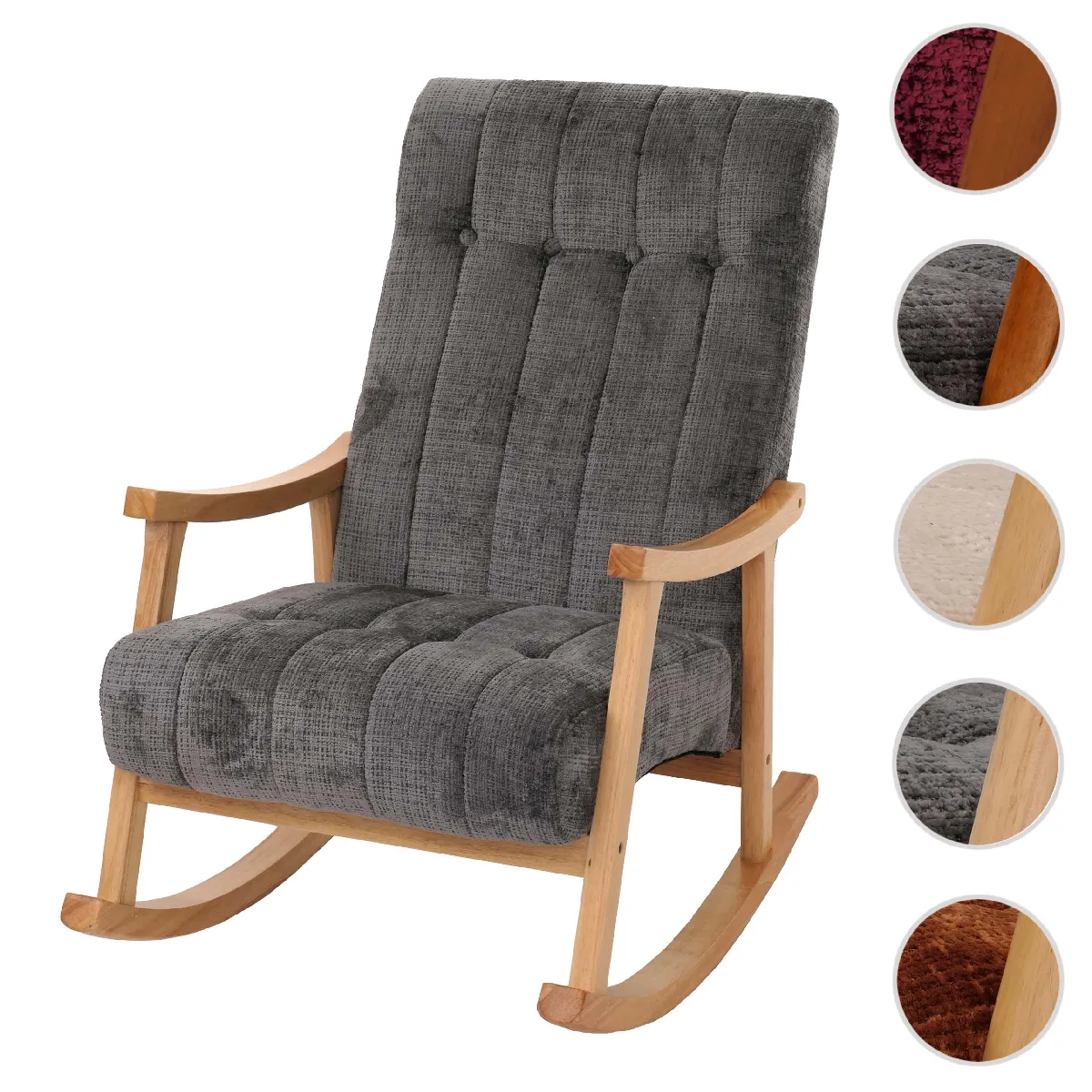 Mendler Fauteuil à bascule tissu - Gris foncé Mendler Fauteuil à bascule tissu - Gris foncé