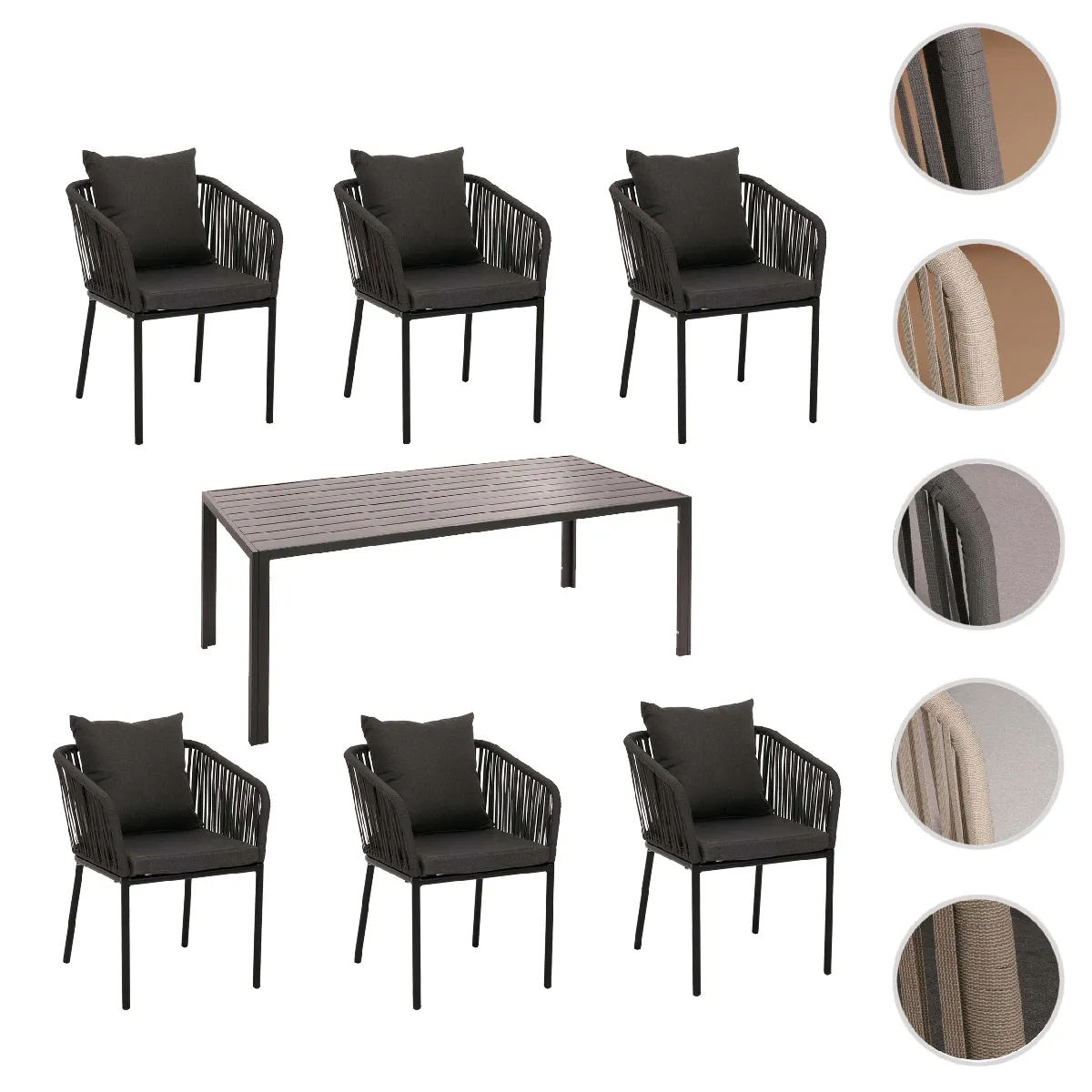 Mendler Gris Garniture De Jardin Aluminium - Graphite