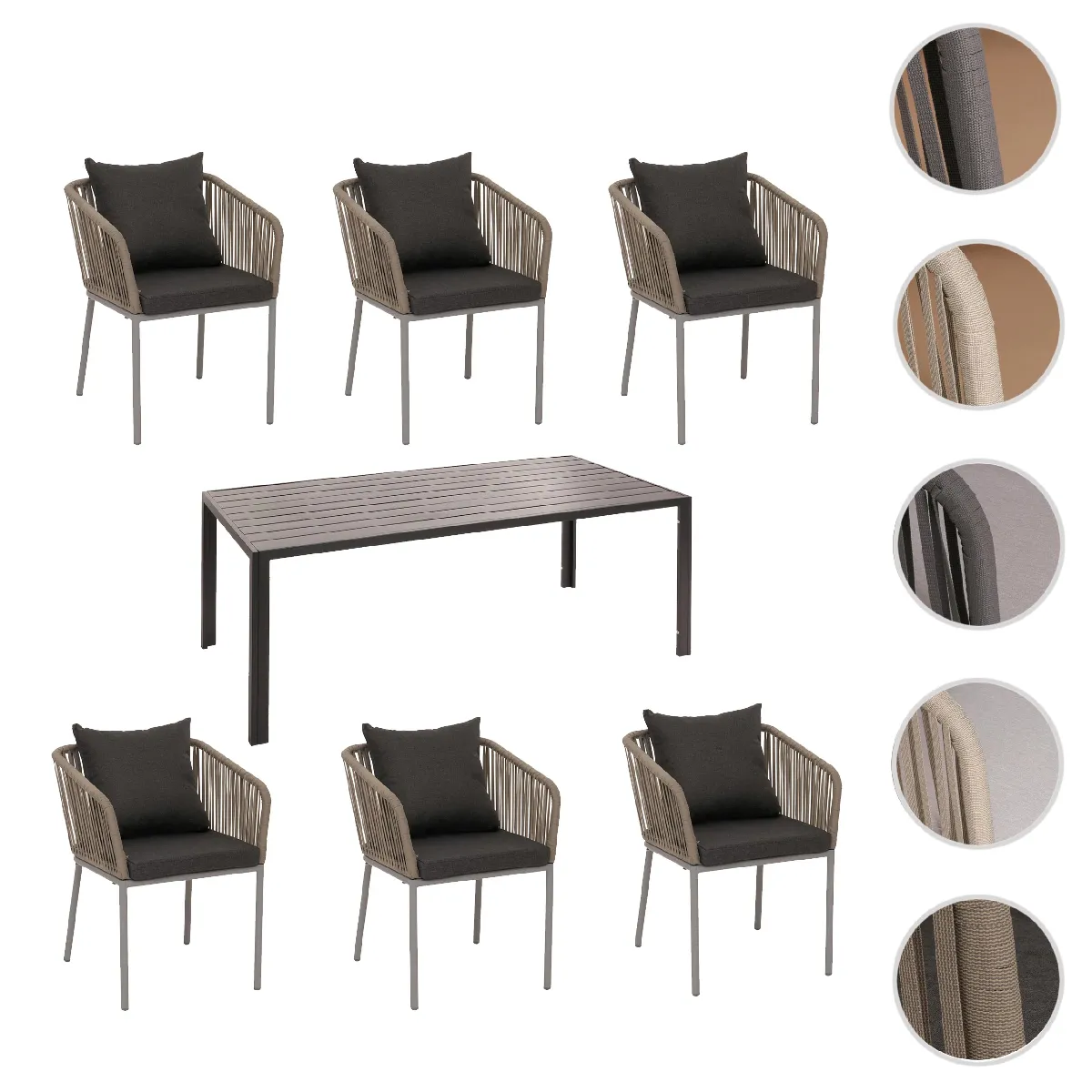 Mendler Ensemble table jardin 6 places - Gris graphite Mendler Ensemble table jardin 6 places - Gris graphite