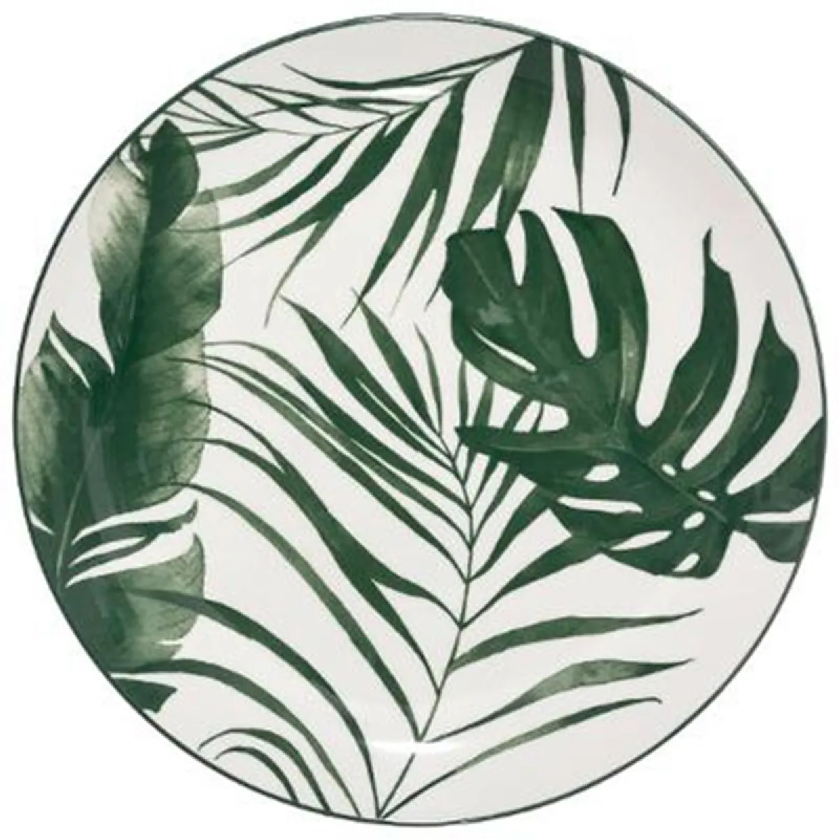 Assiette plate Ø. 26 cm PALME Vert / Blanc Assiette plate Ø. 26 cm PALME Vert / Blanc