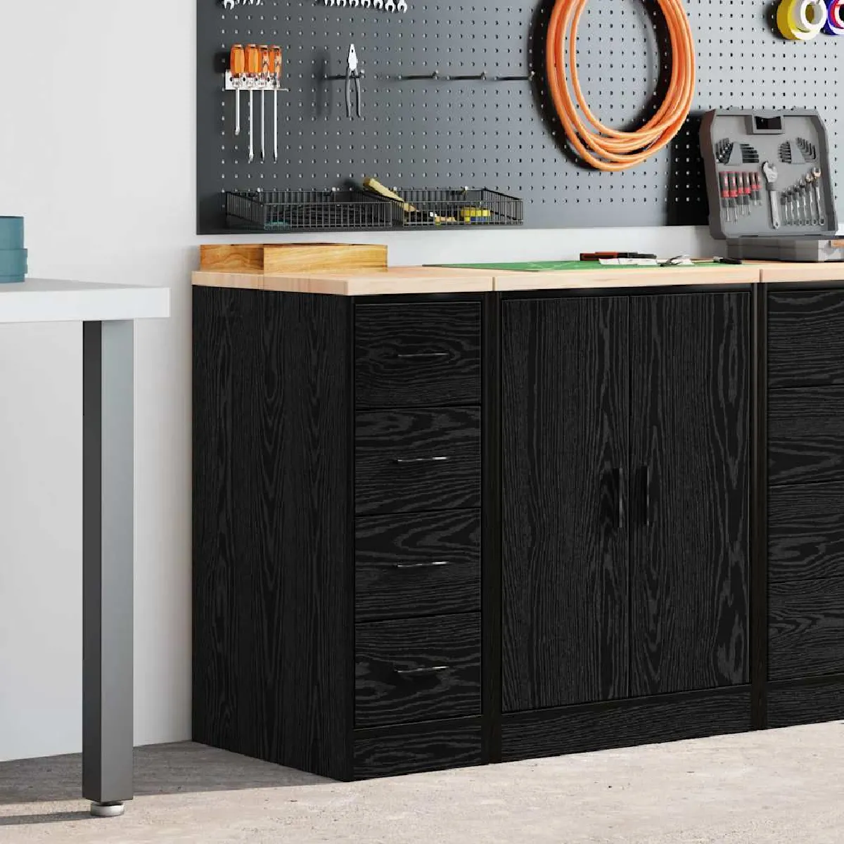 vidaXL Armoire de rangement de garage - Noir 30x51x85