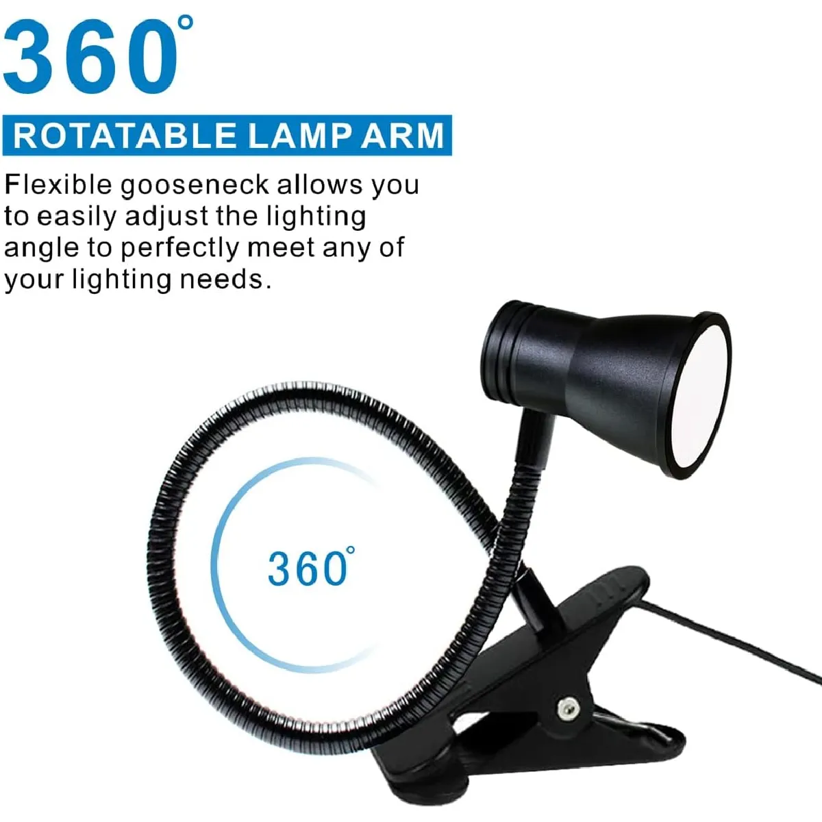 Anyts Lampe De Bureau LED à Pince - 3 Températures De Couleur, 10 Niveaux Luminosité, Protection Yeux - Noir
