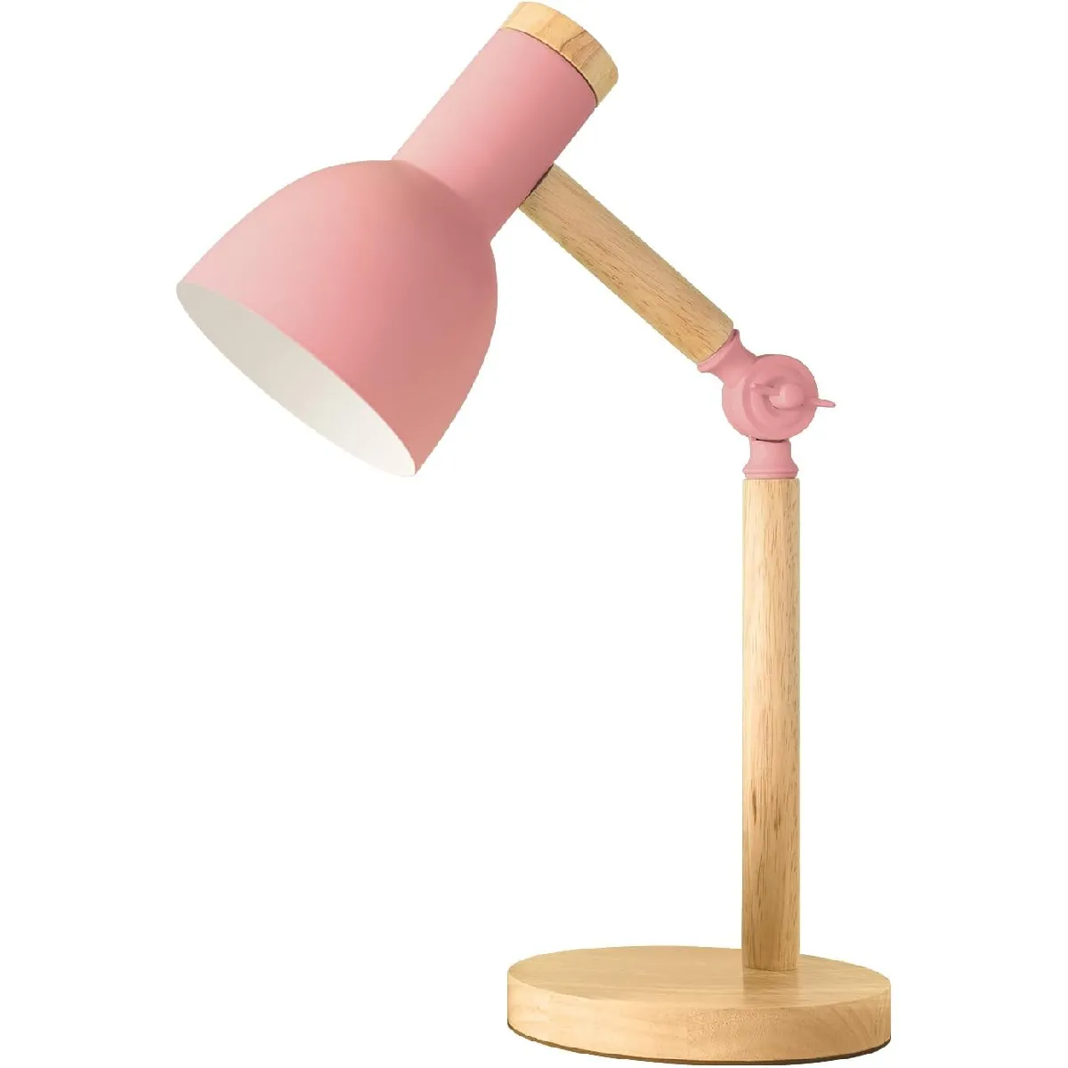Lampe de bureau fer et bois - Rose