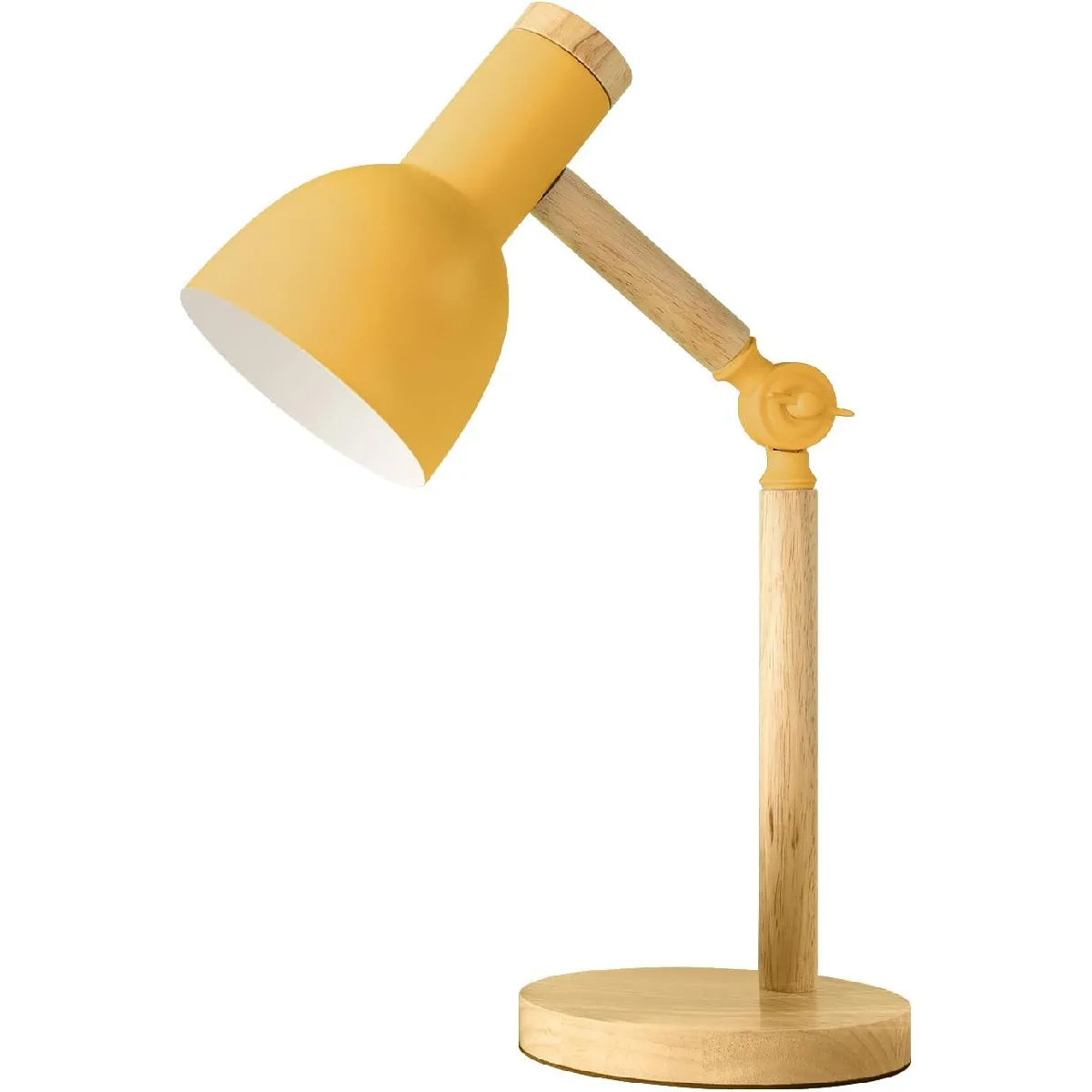 Lampe de bureau vintage bois et fer - Jaune