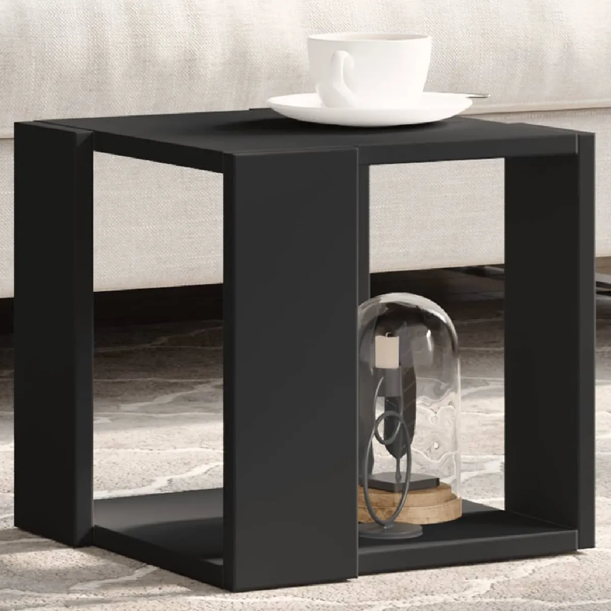 vidaXL Table basse noir 32x32x30 cm bois d'ingénierie