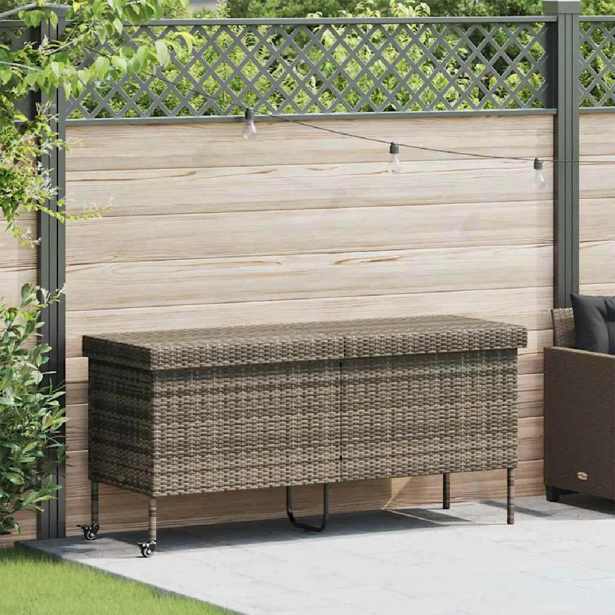 VIDAXL Boîte de rangement jardin Résine tressée - vue 4