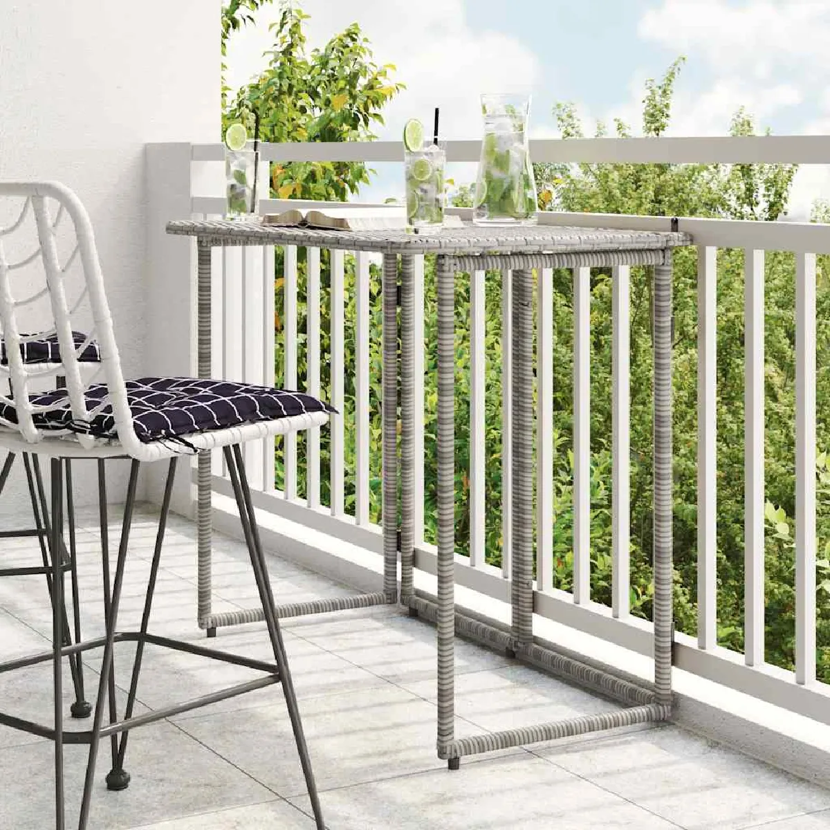 Non Communiqué Gris Table De Jardin Vidaxl Polyrotin Pliable 90X51x75cm Extérieur 4108256 - Image 2