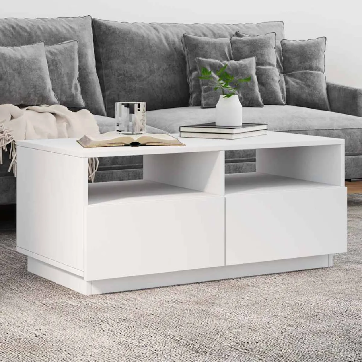 Meilleurs prix pour vidaXL Table basse avec lumières LED blanc 90x49x40 cm