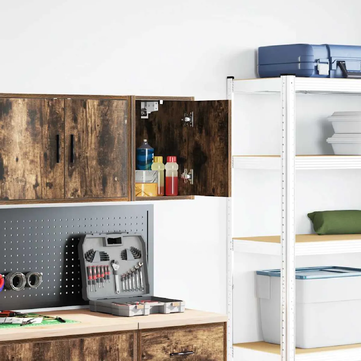 vidaXL Armoire murale de garage Chêne fumé - vue 2