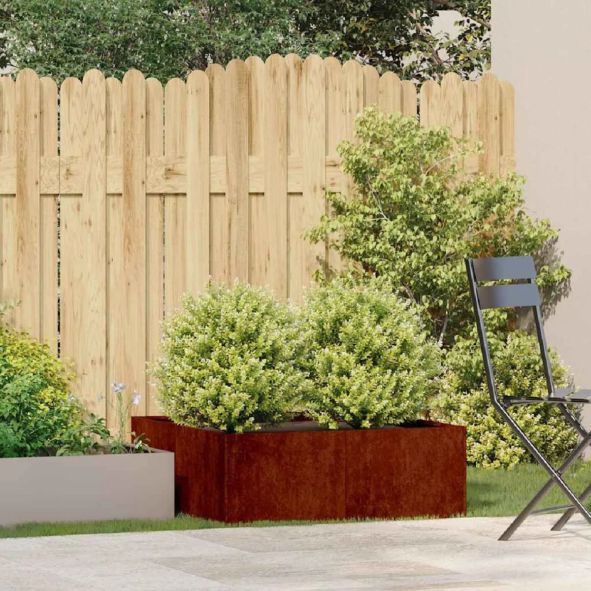 vidaXL - Jardinière - Acier - 80x80x30 cm - Marron - Image 2