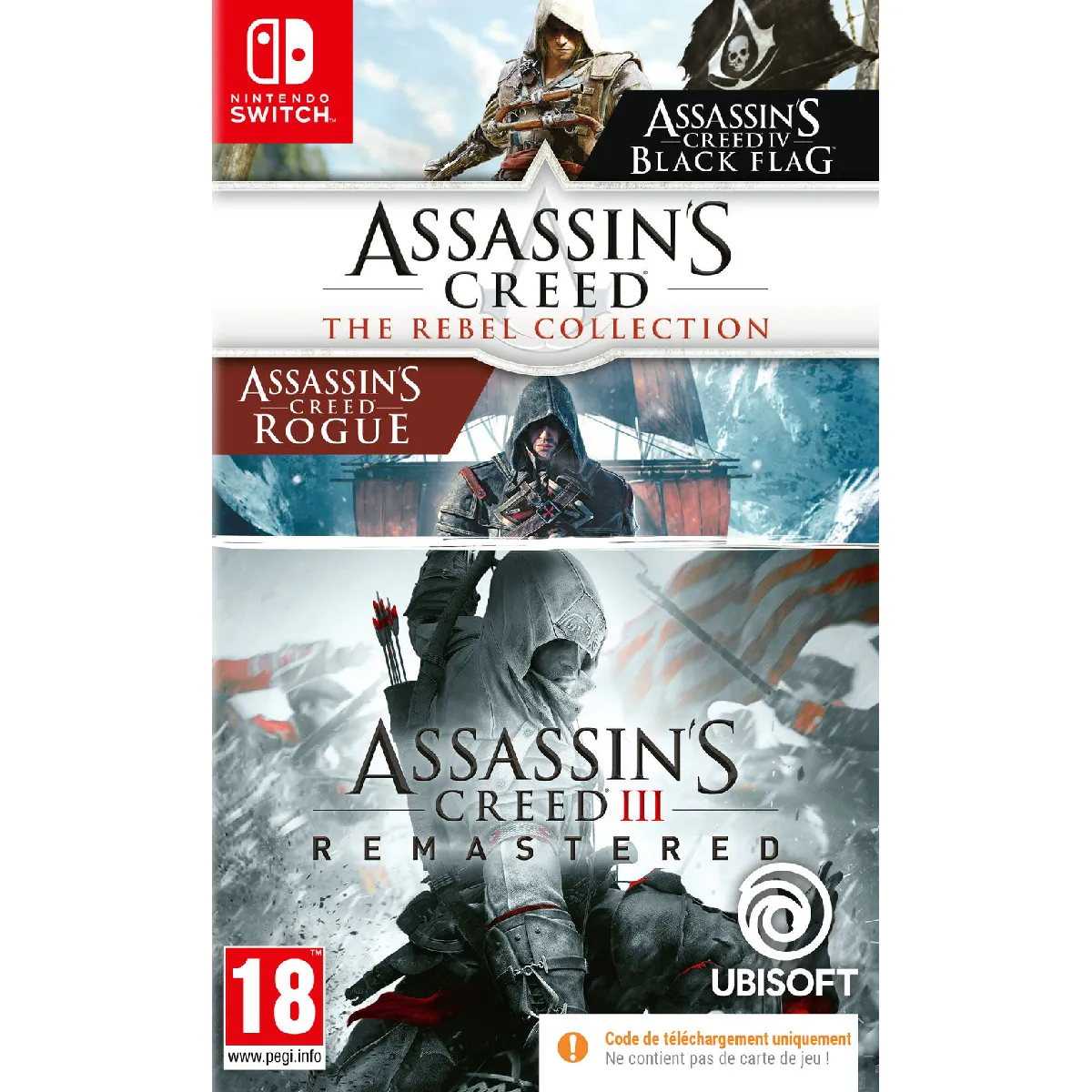 Compilation Assassin' Creed 3 + Liberation & Assassin' Creed Rebel Collection Code In A Box Switch - vue 3