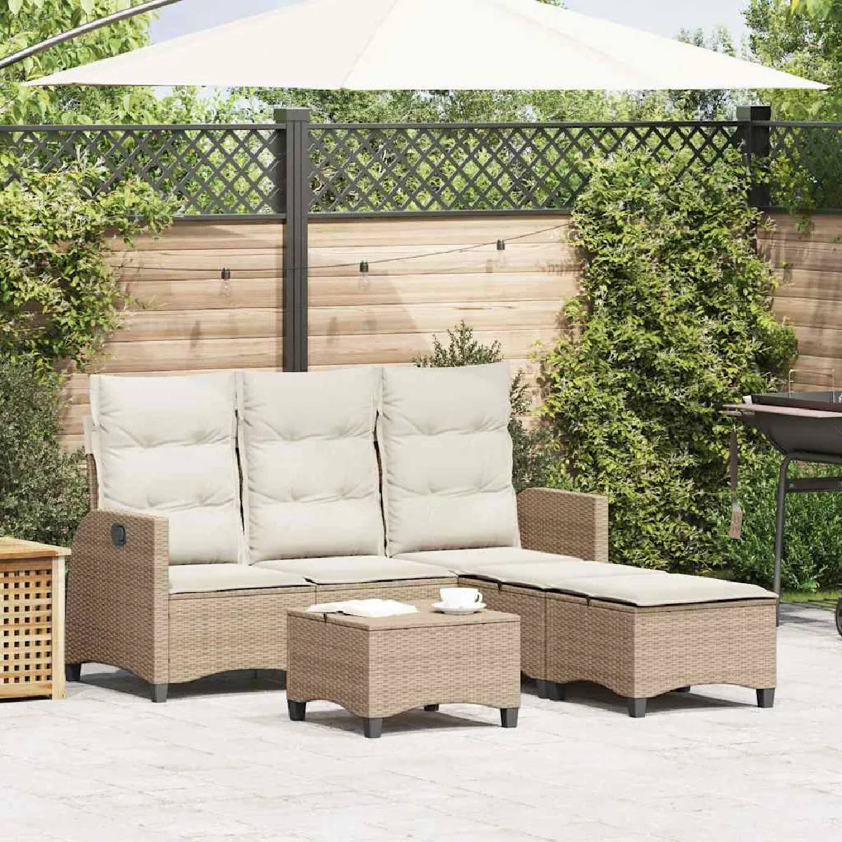 VIDAXL - Salon de jardin - 3 pièces - 3 personnes - Beige - Image 3