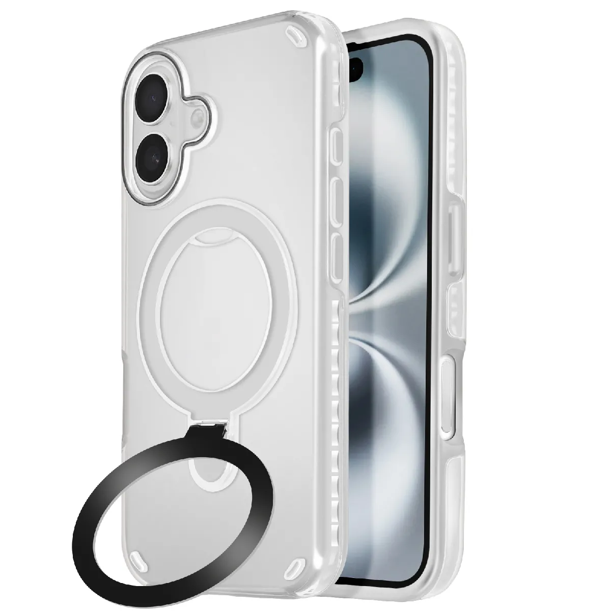 Avizar Blanc Coque Magsafe Pour Iphone 16 Antichoc Avec Support Pliable
