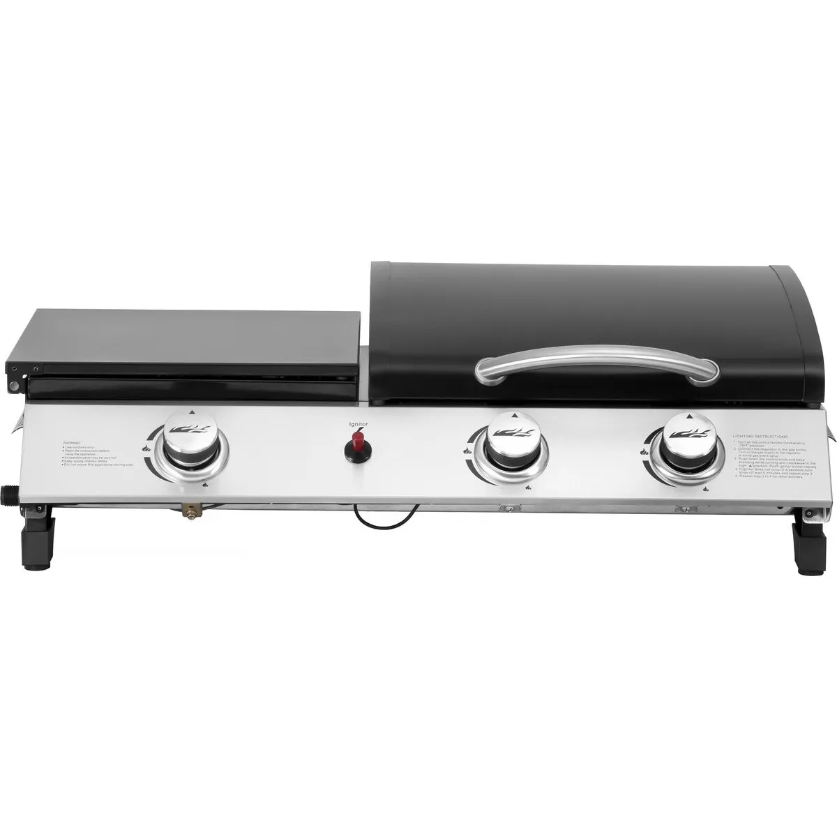 Habitat Et Jardin Noir Plancha Gaz Avec Couvercle [ ]Rasio[ ] - 7.5 Kw - 3 Brûleurs