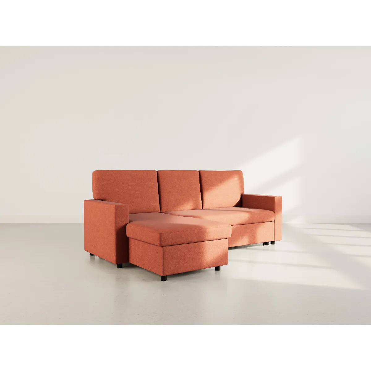 Meiya canapé d'angle réversible 4 places convertible avec coffre en tissu - vue 4