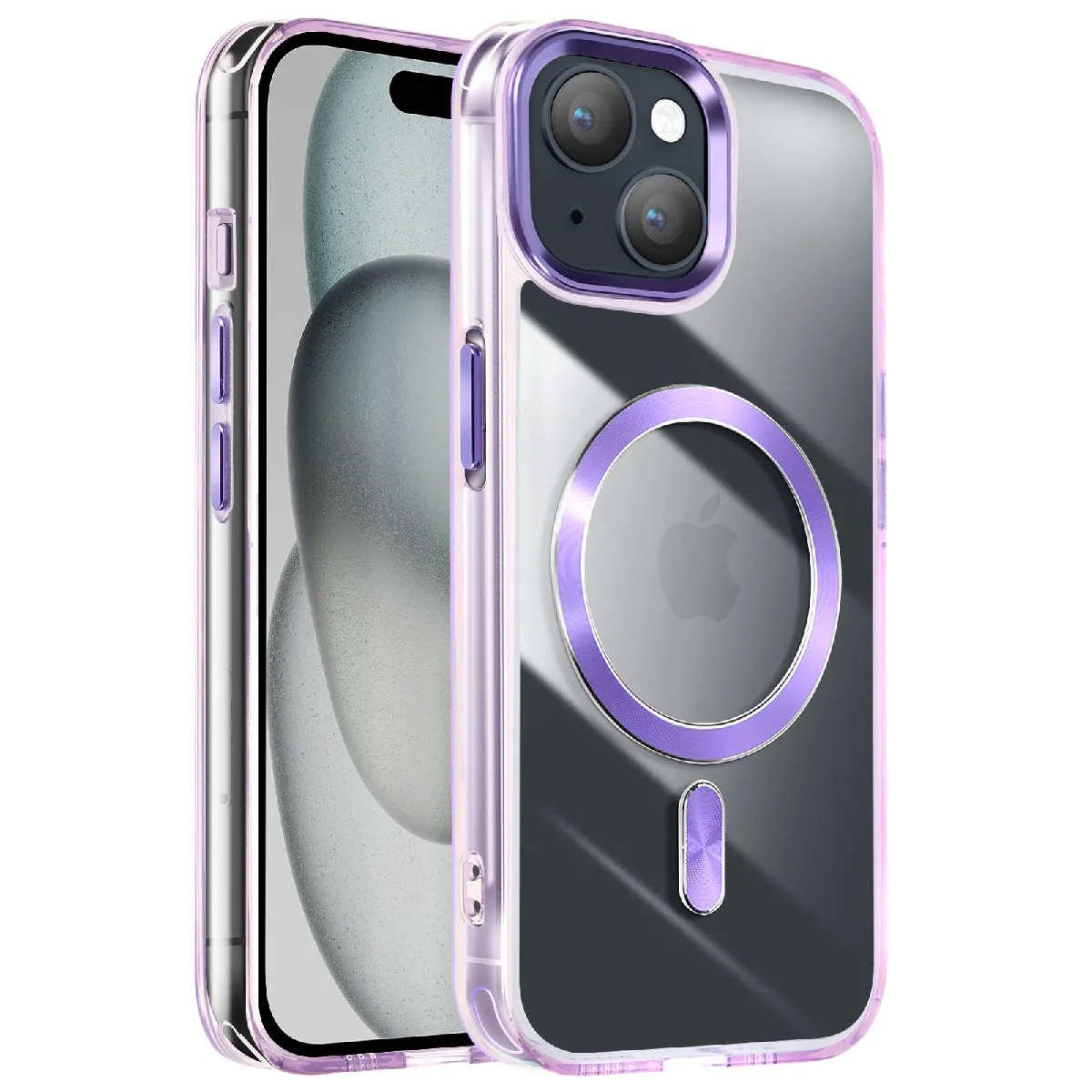Avizar Violet Coque Magsafe Pour Iphone 15 Dos Cristal Color