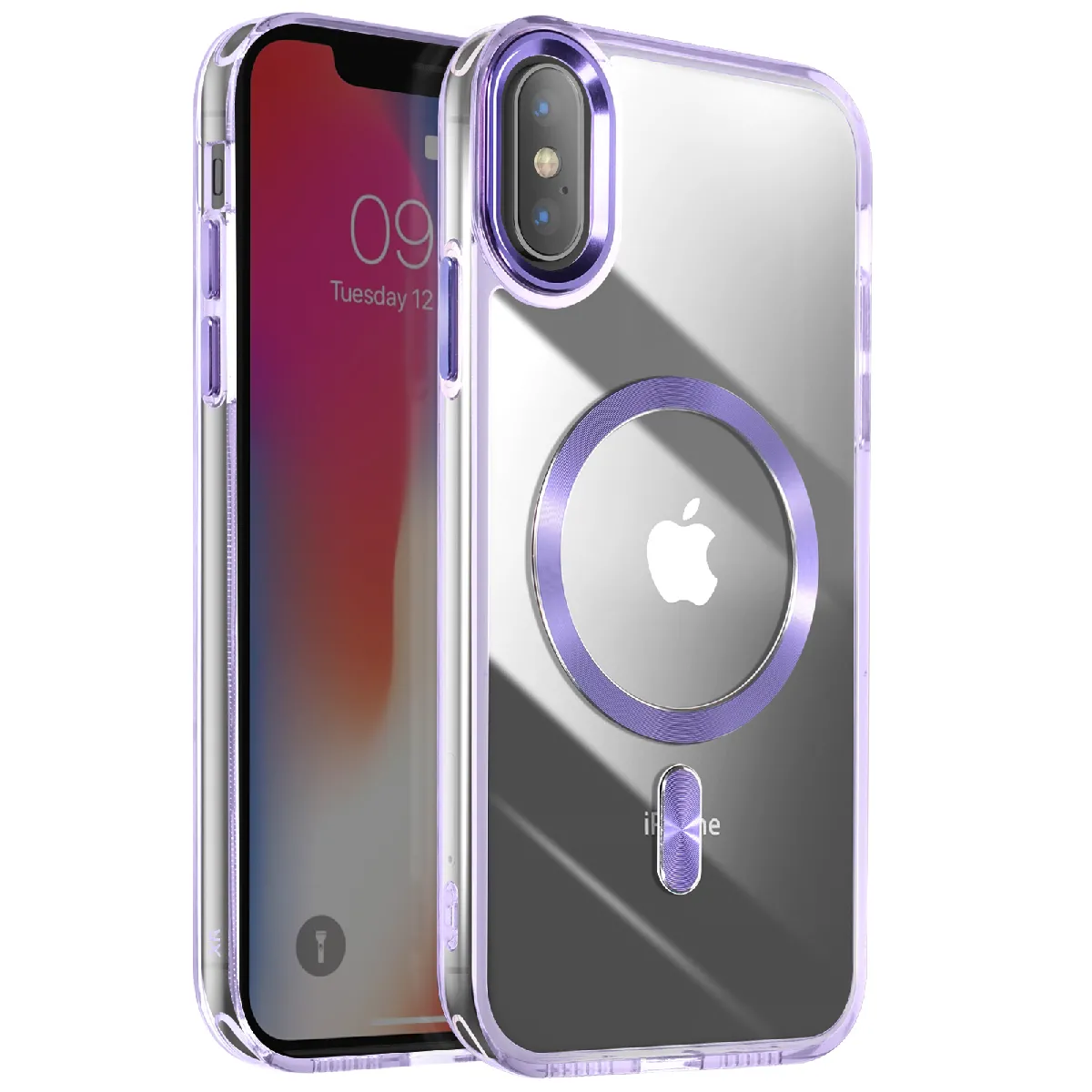 Avizar Violet Coque Magsafe Pour Iphone Xs Et X Dos Cristal Color