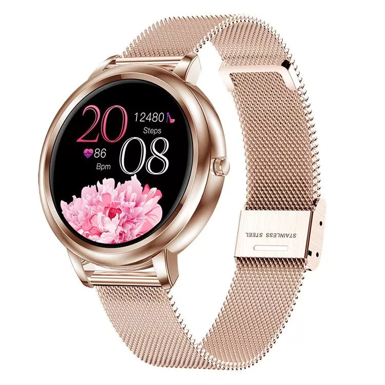 YONIS Montre Connect&eacute;e Femme IP67 &Eacute;cran IPS 1.09' Suivi Sant&eacute; Multi-Sports Acier